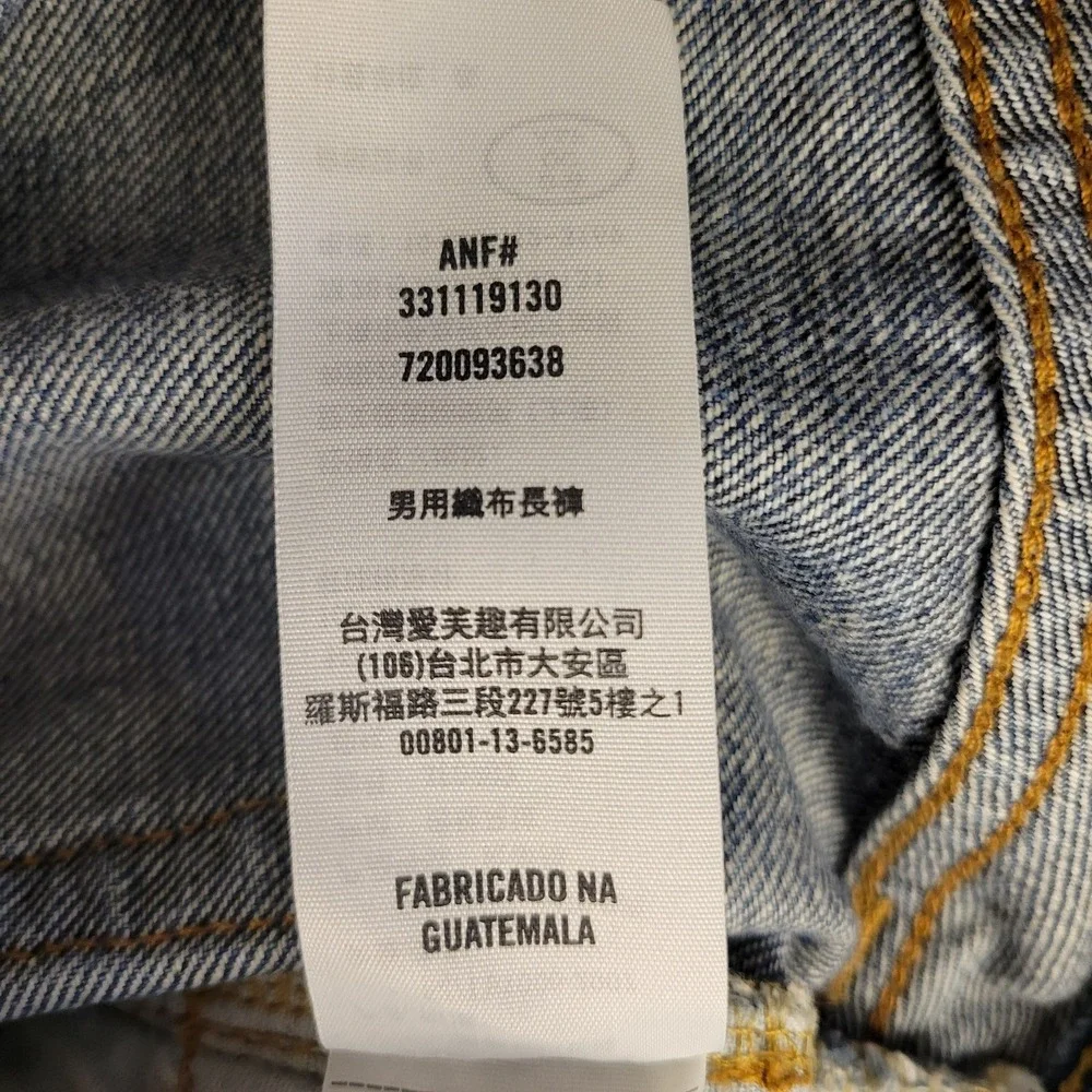 Hollister Jeans Mens 32x32 Blue Slim Straight Button Fly Distressed Mid Rise